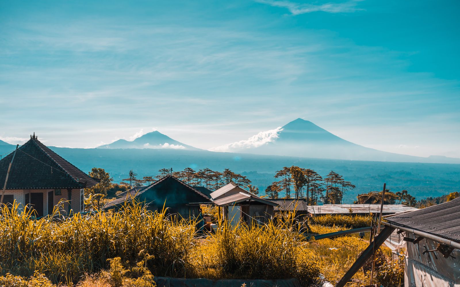 A serene view of Bali property with modern villas surrounded by lush greenery