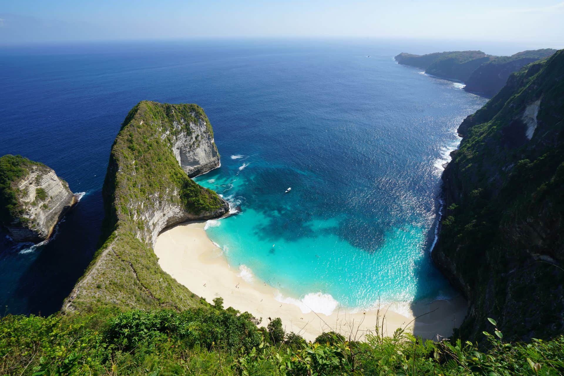 Limestone headland and turquoise water in Bali